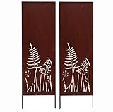 Kapaga - 2x Sichtschutz Metall - 160 cm x 50 cm - Edelrost - Rostoptik Sichtschutz für Garten - Sichtschutzelement - Sichtschutzwand - Gartendekoration Zaun - Rost (Sträucher)