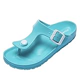 JOMIX Flip Flops Damen Sommer Verstellbar Schnalle Sandalen Elegant Badelatschen Meer Pool Strand Schwimmen Badeschlappen Gummi Schlappen Hausschuhe (Blau, 40 EU)
