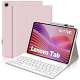IVEOPPE Tastatur für Lenovo Tab 10.1 Zoll 2025, Ultradünn Flip Entfernbar Drahtloser, Bluetooth Magnetisch Abnehmbarer QWERTZ Keyboard für Lenovo Tab 10.1 Zoll 2025 (TB-311FU), Rosa