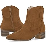 Perphy Western-Stiefeletten mit spitzem Zehenbereich und klobigem Absatz für Damen, Braun, 41 EU