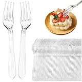 100 Stück Plastikgabel,Plastikbesteck Wiederverwendbar und Robust, Wiederverwendbar Kuchengabeln,Transparent Plastikgabeln, Plastik Gabel Geeignet für Partys Dessertläden Hochzeiten Camping