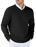 COOFANDY Business Pullover Herren V Ausschnitt Strickpullover Herrenpullover Winter Basic Pullover Feinstrickpulli Schwarz L
