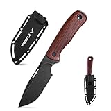 FLISSA Outdoor Messer, Jagdmesser feststehende Klinge aus 14C28N Stahl, Premium Survival Messer mit Ebenholzgriff und Scheide, Full-Tang Bushcraft Messer für Outdoor, Abenteuer, Geschenke für Männer