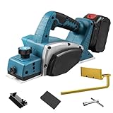 Akku-Hobel Kompatibel mit Makita 18V Akku, Elektro Hobelmaschine 15000RPM, Hobelbreite 82 mm, Spantiefe 2 mm, Handhobel Elektrohobel für Holzarbeiten, Möbel (Ohne Akku)