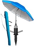 4smile Sonnenschirm Strand SunnyJoy in Blau - Strandschirm mit Bodenhülse & Schutzhülle als 3-IN-1 SET - Strandschirm UV-Schutz 50+, Strandschirm windfest stabil Ø 180 cm