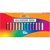 BIC 4-farbiges Rainbow Shine Limited Edition-Set, Box mit 15 Stiften, einziehbare Kugelschreiber, mittlere Spitze (1,0 mm). Beginnen Sie jetzt Ihre Sammlung von 4 Farben