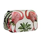 lootpe Federmäppchen mit Flamingos auf weißem Druck, großes Fassungsvermögen, Markertasche, Schreibwaren-Organizer-Tasche, tragbare Büro-Stifttasche
