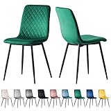 mcc direct Set mit 2 Designer-Esszimmerstühlen aus Samtstoff, Metallbeine, Lexi-Stühle (Grün)