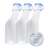 Tiga-Med Urinflasche 1Ltr. für Männer 3er Set Urinflaschen aus stablilem PP-Material Urinente mit Deckel