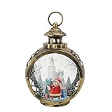 Weihnachten Vintage Dekorative Kerze Laternen Weihnachtsdekorative Laterne mit LED Flackern flameless Kerzenbronze groß (Weihnachtsmann)