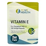 Vitamin E 400 I.E. - 360 mg Alpha-D-Tocopherol - Natürliche E-Vitamine als Nahrungsergänzungsmittel - Starkes Antioxidans - 360 Kapseln (2er Pack)