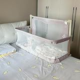 3 in 1 Babybett, Babywiege, beistellbett Baby Boxspringbett,laufstall babybett faltbar,atmungsaktiver Stubenwagen,next To Me Crib,reisegitterbett mit Moskitonetz,der auf das Bett gestellt werden kann(