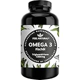 Omega 3 Kapseln hochdosiert - Jahresvorrat 365 Stück - Nur 1 Kapsel täglich - Essentielle Omega 3 Fettsäuren EPA & DHA - Fischöl Kapseln aus nachhaltigem Fischfang, ohne unnötige Zusätze