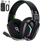 WESEARY WG1 Bluetooth Headset, 2,4G Wireless Gaming Headset mit Mikrofon für PS5, PS4, PC, Switch, Mac, Faltbarer Surround Sound Noise Cancelling Kopfhörer mit LED Licht, Über 50 Stunden Akkulaufzeit