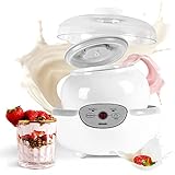 Duronic YM1 Joghurtmaschine | Joghurtbereiter mit 1500 ml Keramiktopf mit Deckel | Digitales Display | 24 Stunden Zeitschaltuhr | 20 Watt | Wärmefunktion mit 38°C | Yoghurt Maker mit Abschaltfunktion