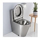 Hocheffiziente 304 Edelstahl Einteilige Toilette - Zweispülung Softclose Wassersparende Badarmatur in Roségold & Silber Ideal für Wandablauf