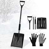 Schneeschaufel,Schneeschieber mit Metallstreifen,Schneeschieber mit Ergonomischem Griff,Große Schneeschaufel mit leichtem Stahlstiel,Schneeschaufel Abnehmbares 4-in-1-Design,tragbar schneeschieber
