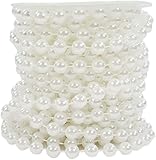 Perlenband Perlenkette Perlengirlande Hochzeit Perlenschnur Weihnachtskette Weihnachten Advent auf Rolle Weiss 6mm Weiss (S-P6-01-weiss-10m) (1€/m)