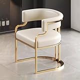 Ledersessel Polstersessel für Wohnzimmer und Esszimmer, Empfangsgästestuhl mit goldenen Metallbeinen