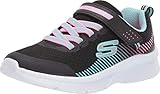 Skechers Mädchen Microspec Sneaker, Black Mesh Aqua & Neon Pink Trim, 34 EU