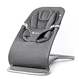 Ergobaby 3-in-1 Evolve Bouncer, Ergonomische Babywippe für Neugeborene ab Geburt bis zum Kleinkind, Babyschaukel mit Neugeboreneneinsatz (2,5 kg - 13,2 kg), Charcoal Grey