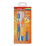 KeyRoad Ergonomischer Tintenroller 0,7mm/ Schreibfarbe Blau/Loch zum Aufhängen/im Lieferumfang 6 Patronen mit blauer Tinte/Namensschild/Mischfarben, 1 Stück (1er Pack)
