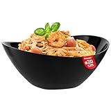 KONZEPT Salatschüsseln, Schwarzes 3er Set Schüsseln aus gehärtetem Opalglas, ideal als Suppenschalen oder Servierschüsseln