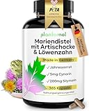 JAHRESVORRAT: 365 Mariendistel Artischocke Löwenzahn Kapseln - 1 Kapsel/Tag - Mariendistel-Extrakt mit Silymarin, Artischocken-Extrakt & Löwenzahn