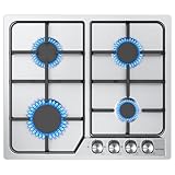 Gaskochfeld Edelstahl 4 flammig Einbauherd Gasherd 4 flammig 60cm 7200w