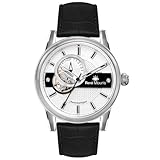 René Mouris Orion Automatikuhren für Herren – 44 mm 316L Edelstahl Uhr – Saphirbeschichtetes Mineralglas – 100 m wasserdichte Armbanduhr mit Lederarmband, Weißes Zifferblatt, silberfarbenes Gehäuse,