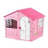 Palplay Spielhaus aus Kunststoff, Haus des Vergnügens, Spielhaus für drinnen und draußen, UV-beständig, Spielhaus für Mädchen und Jungen, geeignet ab 2 Jahren, 130 x 111 x 115 cm