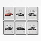 Dujoi Auto-Poster 911 GT3RS, Rennwagen-Wandkunst, Vintage-Auto-Poster für Männer, Auto-Kunstdrucke, 911 beschichtetes Papier, Karton-Drucke (ungerahmt, 17,3 x 30,5 cm)