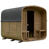 Gardj Fasssauna Garten Outdoor Sauna aus nordischer Fichte – Verschiedene Größen (2–6 Personen) – Wahlweise mit Holz- oder Elektroofen – Inkl. Zubehörset (240 cm, Quadratische, Elektroherd)