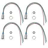 4 Sätze Common Cathod Round LEDs, 10 mm vorverdrahtete zweifarbige LED-wasserdichte Metall-Kontrollleuchte 12-24 V.(Rot und Grün)
