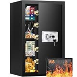 Mejasg 105L Extra Großer Safe Tresor Feuerfest mit Feuerfeste Dokumententasche&3 Herausnehmbares Regal, Robuster Möbeltresor mit Alarmanlage, Schranktresor für Zuhause Bargeld Medikamente A4 Dokumente