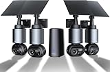BOTSLAB 4K Überwachungskamera Aussen Solar Akku, 4 Cam-Kit mit HomeBase, 32GB Lokaler Speicher, Keine Gebühren, 360° Solar WLAN Kamera Outdoor mit 8MP UHD Farbnachtsicht, KI-Erkennung