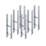 6 x siwitec H-Pfostenträger 600 x 71 mm, Materialstärke 5 mm, feuerverzinkt, Pfostenanker zum Einbetonieren mit CE-Kennzeichnung, Pfostenträger zum Einbetonieren, Pfostenschuh, Pfostenhalter