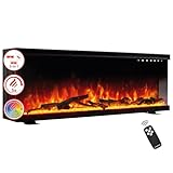 KAMINIO Elektrokamin LEA - Elektrischer 3-in-1 Kamin mit Panoramaview, Heizung, 3D-Flammeneffekt, 12 Flammenfarben, Fernbedienung (36 Zoll)