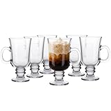 KONZEPT Irish Coffee Gläser mit Henkel und Stiel 200 ml – 6er Set hitzebeständig und spülmaschinenfest, ideal für Glühwein und heiße Schokolade