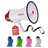 Pyle Signalhorn, Megafon mit Sirene & Mikrofon – Megaphone with Siren – Megaphon, Handsirene für Air Fussball, als Megafon Fussball & Fan Tröte zum Anfeuern, Megaphone Kinder & Erwachsene 30W Faltbar