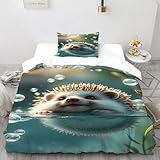 SOJFGSNAJ Igel Baby Bettdeckenbezug Tier Totem Für Allergiker - Bettbezug Mit Reißverschluss Und 1 Kissenbezug Single（135x200cm）