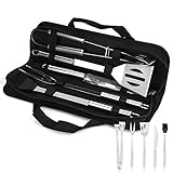 Hippodance Grillbesteck Set,5-teilig Grillwerkzeug-Set,Grillzange, Grillwender, Grillbürste, Fleischgabel, Silikon-Backpinsel für Garten und Camping für Männer und Frauen
