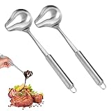 2 Stück Soßenlöffel 30.2cm,Saucenlöffel Mit Schnaupe,Edelstahl Soßenkelle,Soßenkelle mit Ergonomischem Griff,Suppenkelle Edelstahl Für Suppensoßen Bratensoßen Dressings Küche Kochwerkzeug(Silber)
