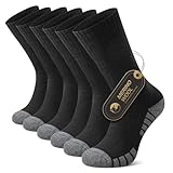 FALARY Wandersocken Herren 43-46 Merino Socken Damen Thermo Outdoor Socken Trekkingsocken 50% Merinowolle Sportsocken Laufsocken Warme Wintersocken Gepolstert Atmungsaktiv Anti-Blasen Schwarz 3 Paar