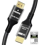 Adauxter 10K 8K HDMI 2.1 Kabel 2M, Zertifiziert 48Gbps Ultra High Speed HDMI Kabel mit Ethernet 4K 240Hz 165Hz 144Hz 120Hz 8K 60Hz eARC HDCP2.3 HDR10+ PC Laptop TV Monitor Projektor PS5 X-Box