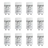 12 Stück Starter Leuchtstoffröhre, Starter für Leuchtstoffröhren FS-U, Geeignet für 4-65W Leuchten, 220-240V, Starter Neonlampe, Langlebige und Zuverlässige Starter, Ideal für Haushalt und Gewerbe