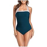 Dwevkeful Bauchweg Korsett Damen, Badeanzug Damen Sexy Sport Einteiliger Bademode Schwimmanzug Push Up Sexy Schwarz Sommer Badeanzüge Swimsuit Rückenfrei Leicht Bauchweg Badeanzug Badebekleidung