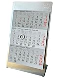 VZL Tischkalender 2025/2026 Edelstahl inkl. Magnet und Block - 3 monats kalender 2025 2026 - Tischkalender 2025 - Tischkalender 2026 - Kalender 2025 und Jahreskalender 2025 - tischkalender 2025 2026