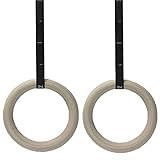 VLFit Turnringe Holz Gymnastikringe Ringe Turnen für Fitness mit Hochfeste Nylon Gurtbänder mit Schnellschnallverschlüßen aus Metall verstellbaren, 28 mm oder 32mm