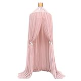 xtsfx Betthimmel Baldachin Babybett, 100% Polyester Gewebe Romantischer Baldachin, Moskitonetz für Kinder zum Lesen, Spielen, Zelt, Hängevorhang für Babys, Schlafzimmerdekoration (Pink)